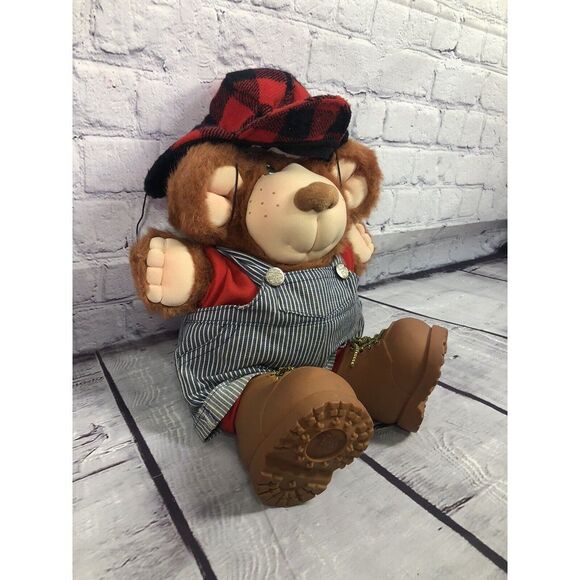 vtg Furskins Bear Dudley Plush‎ Xavier Roberts Cabbage Patch 14" Blue Overalls - Picture 3 of 7